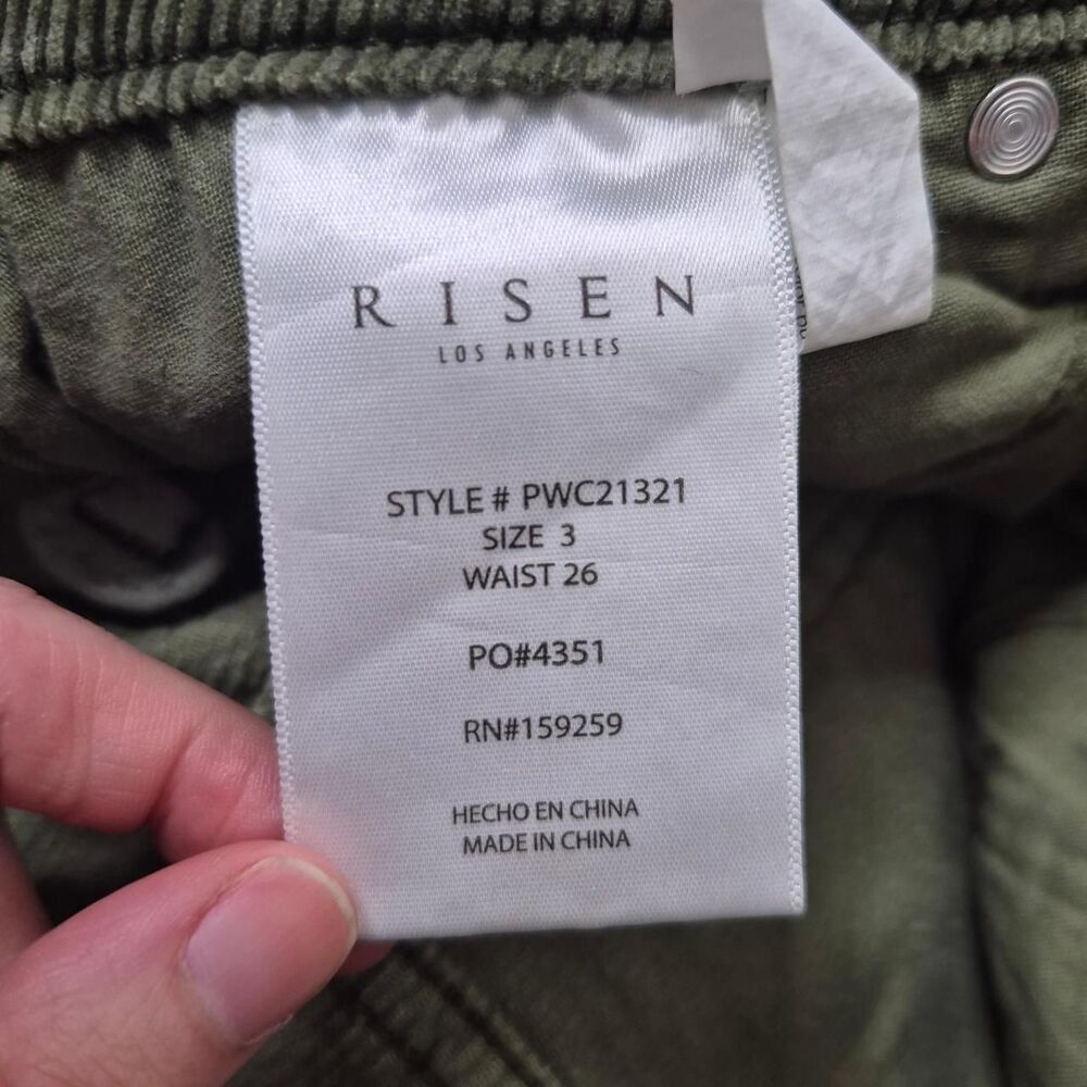 Risen Jeans Kinsley High Waist Green Corduroy Wide Leg Pants Size 3/26 - Picture 5 of 7